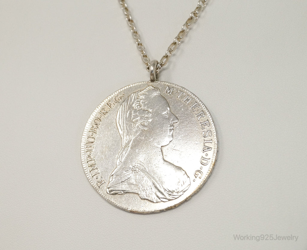 Antique 1780 M. Theresia Austrian Silver Thaler Coin Necklace | Jewelry > Necklaces > Pendants | Wiccan Center