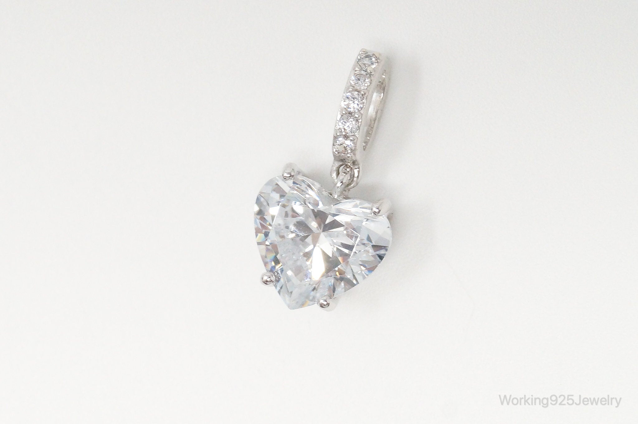 Vintage Heart Cubic Zirconia Sterling Silver Necklace Pendant | Jewelry > Necklaces > Pendants | Wiccan Center