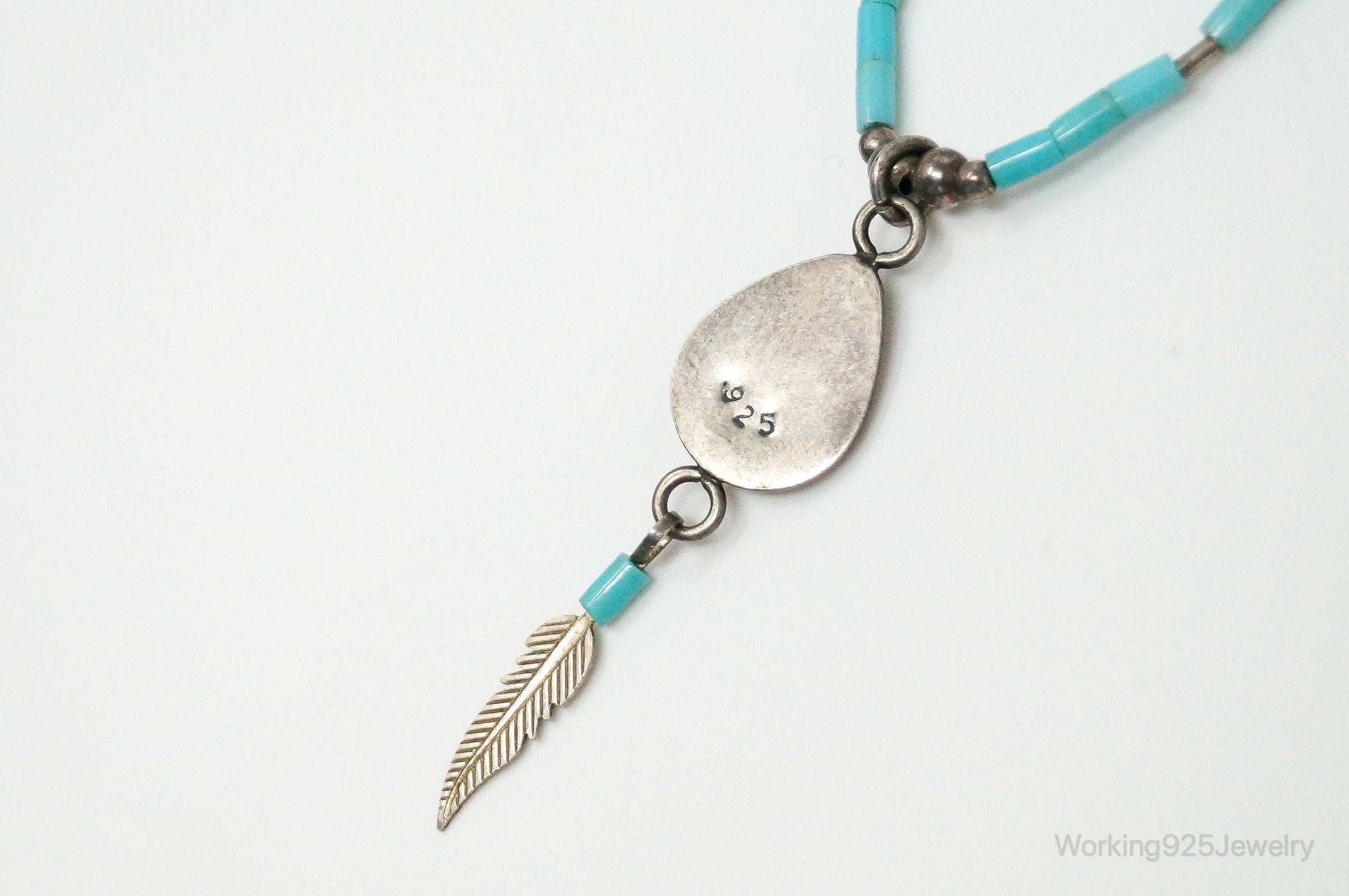 Vintage Native American Turquoise Bear Paw Sterling Silver Bead Necklace | Jewelry > Necklaces > Pendants | Wiccan Center