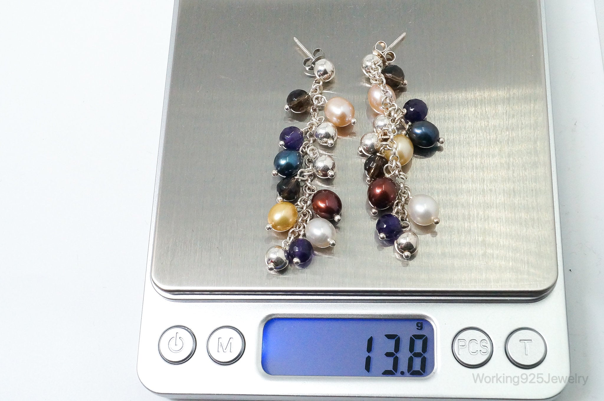 Vintage Italian Designer Multi Gem Sterling Silver Earrings | Jewelry > Earrings | Wiccan Center