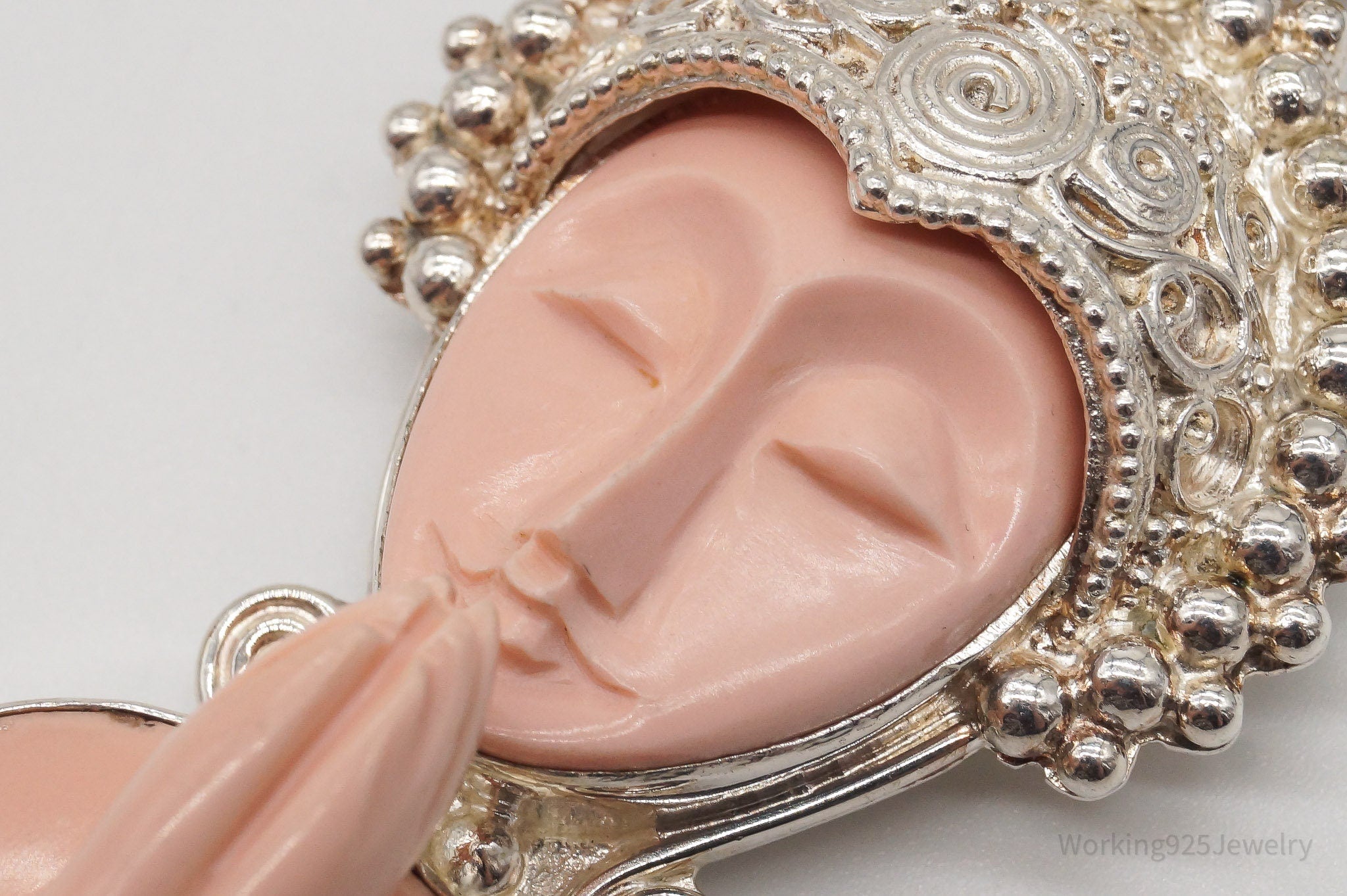 Large Vintage Carved Coral Goddess Sterling Silver Pendant | Jewelry > Necklaces > Pendants | Wiccan Center