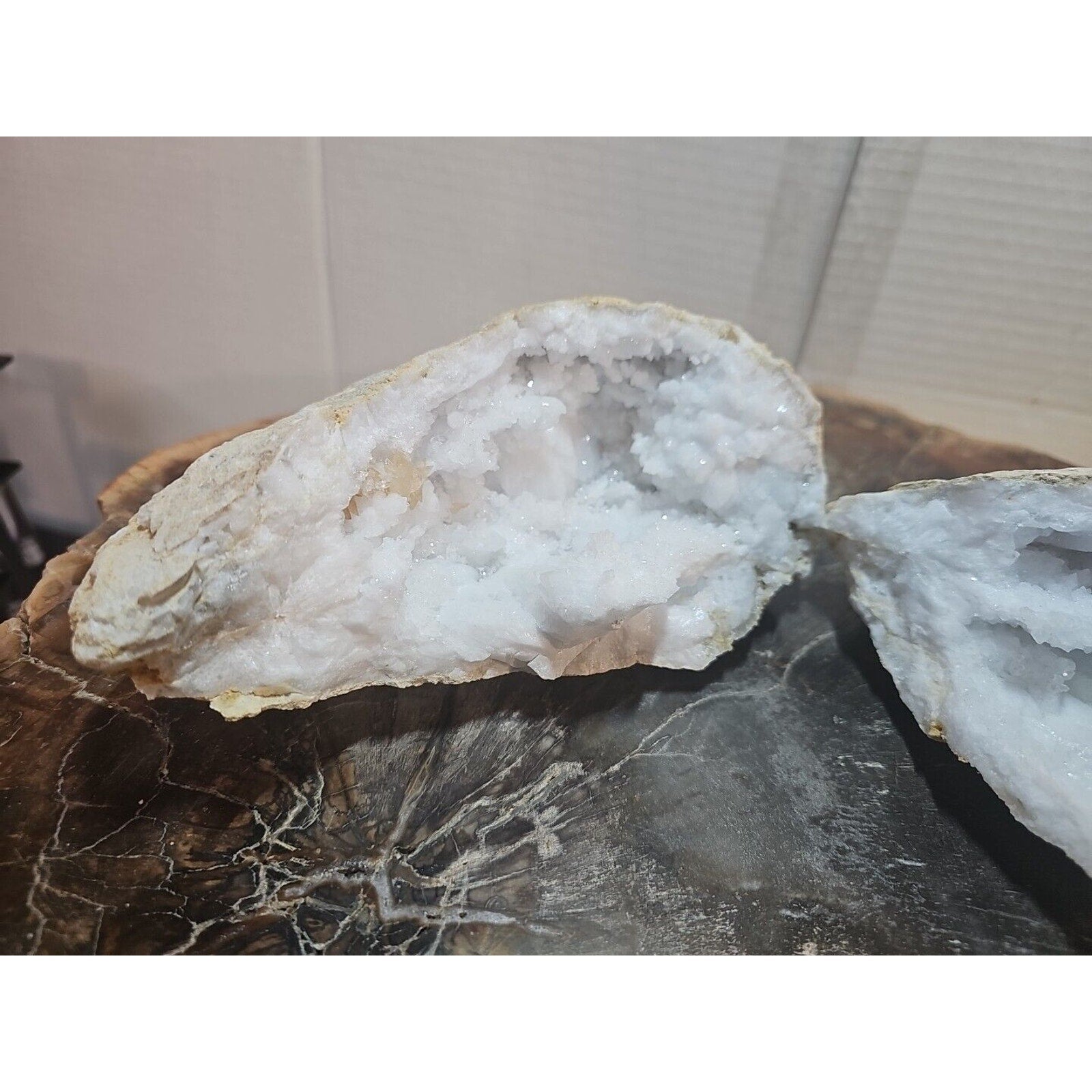 Moroccan Quartz Geode Pair with Display Stands — 3.88 lbs | CrystalCloud Company | Geodes & Clusters | Wiccan Center