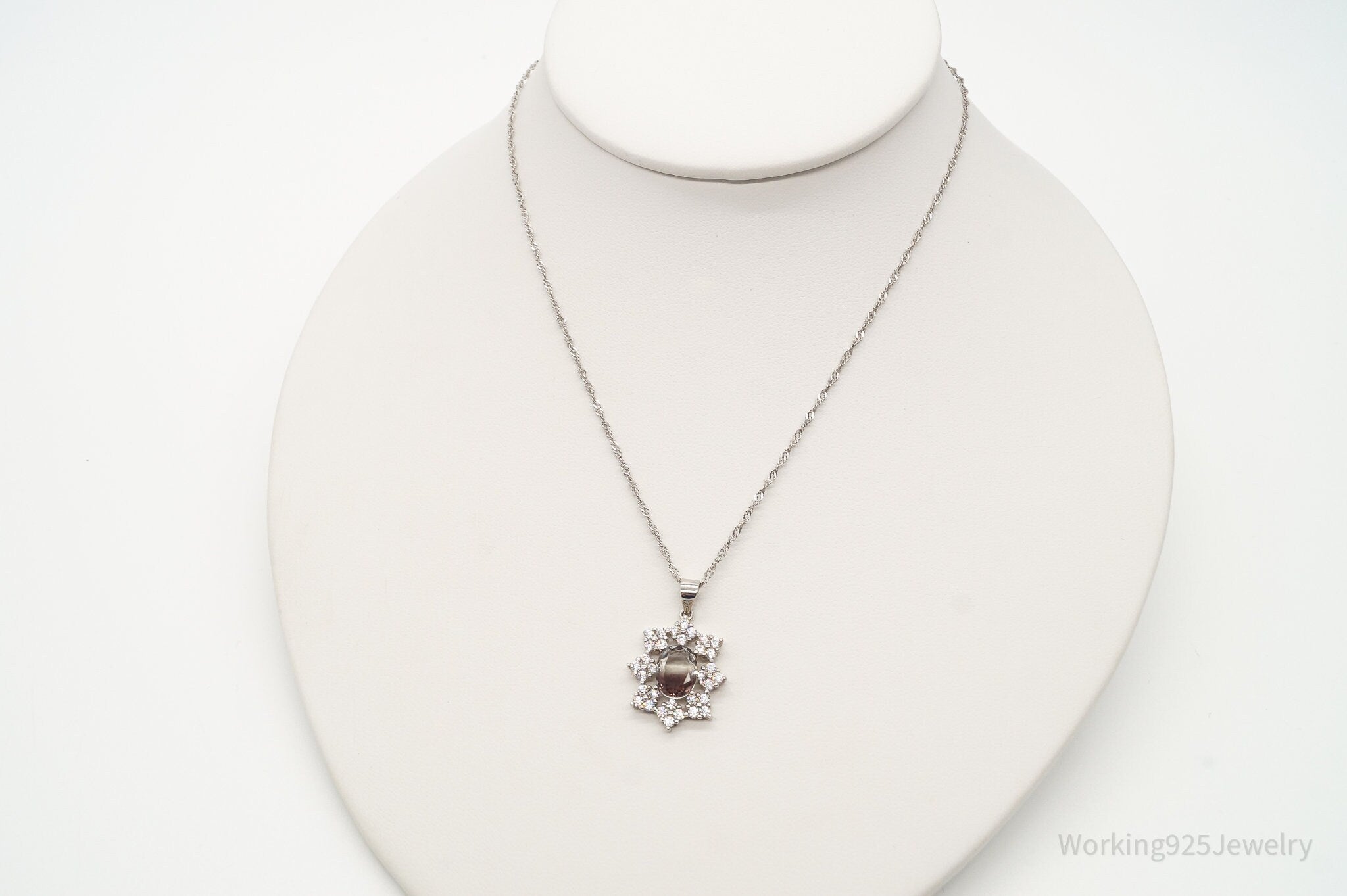 Vintage Tri Color Stone Cubic Zirconia Sterling Silver Necklace | Jewelry > Necklaces > Pendants | Wiccan Center
