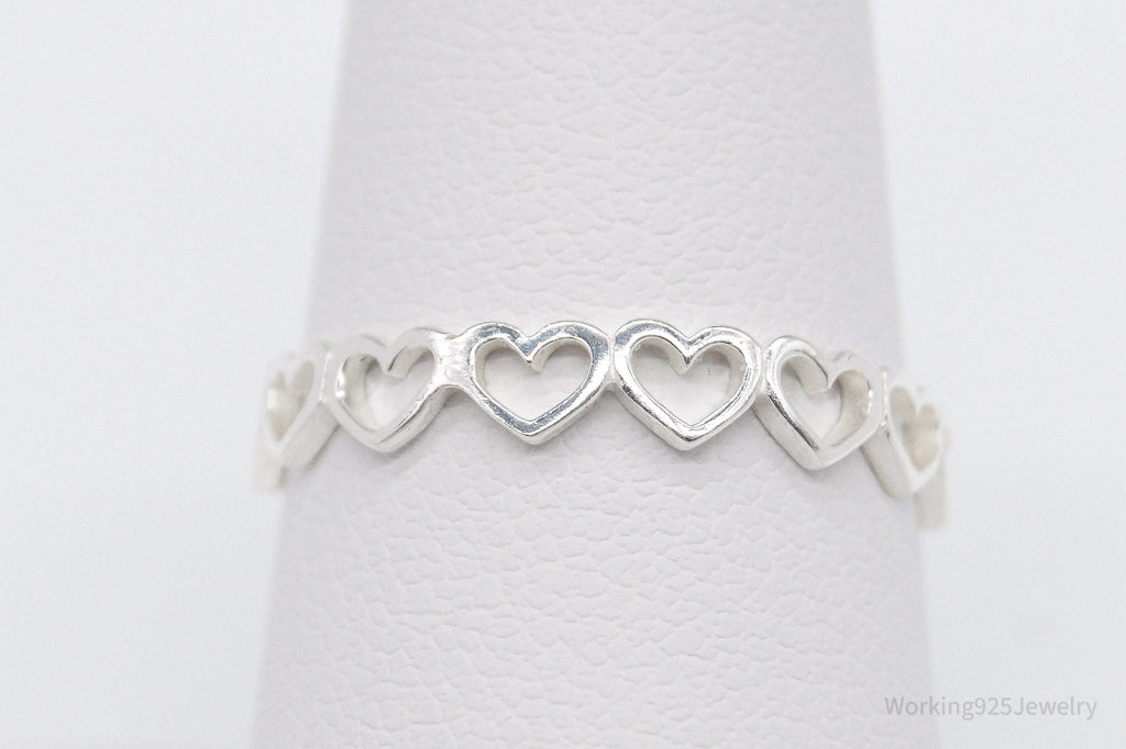 Vintage STE BEE Open Hearts Pattern Sterling Silver Band Ring - Size 8 | Jewelry > Rings | Wiccan Center