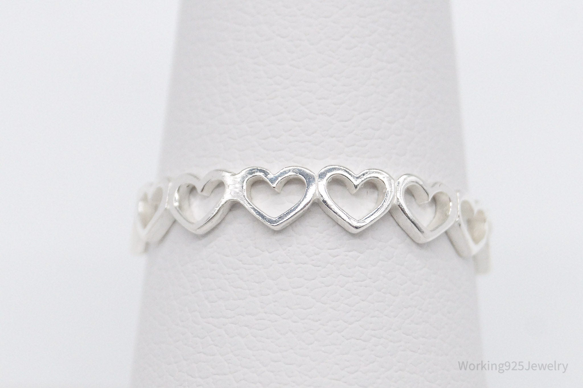 Vintage STE BEE Open Hearts Pattern Sterling Silver Band Ring - Size 8 | Jewelry > Rings | Wiccan Center