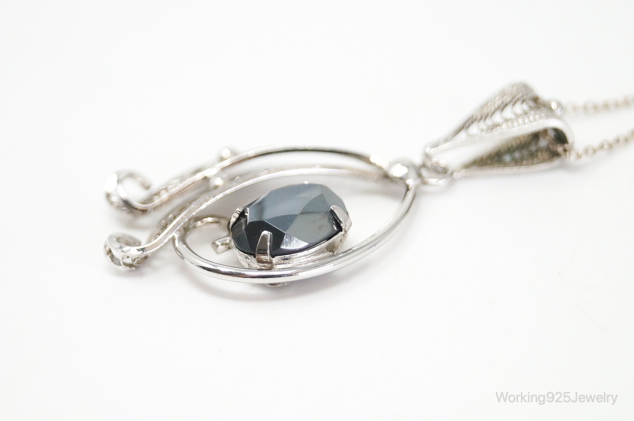Vintage Designer Sorrento Hematite Sterling Silver Necklace | Jewelry > Necklaces > Pendants | Wiccan Center