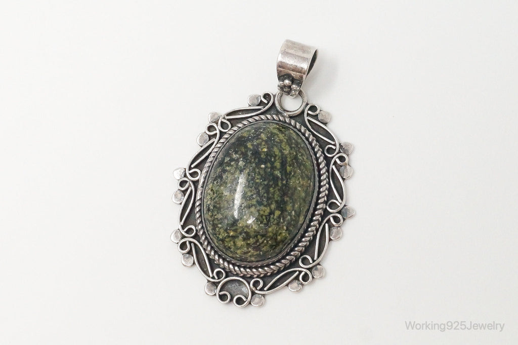 Vintage Large Southwest Style African Turquoise Sterling Silver Pendant | Jewelry > Necklaces > Pendants | Wiccan Center