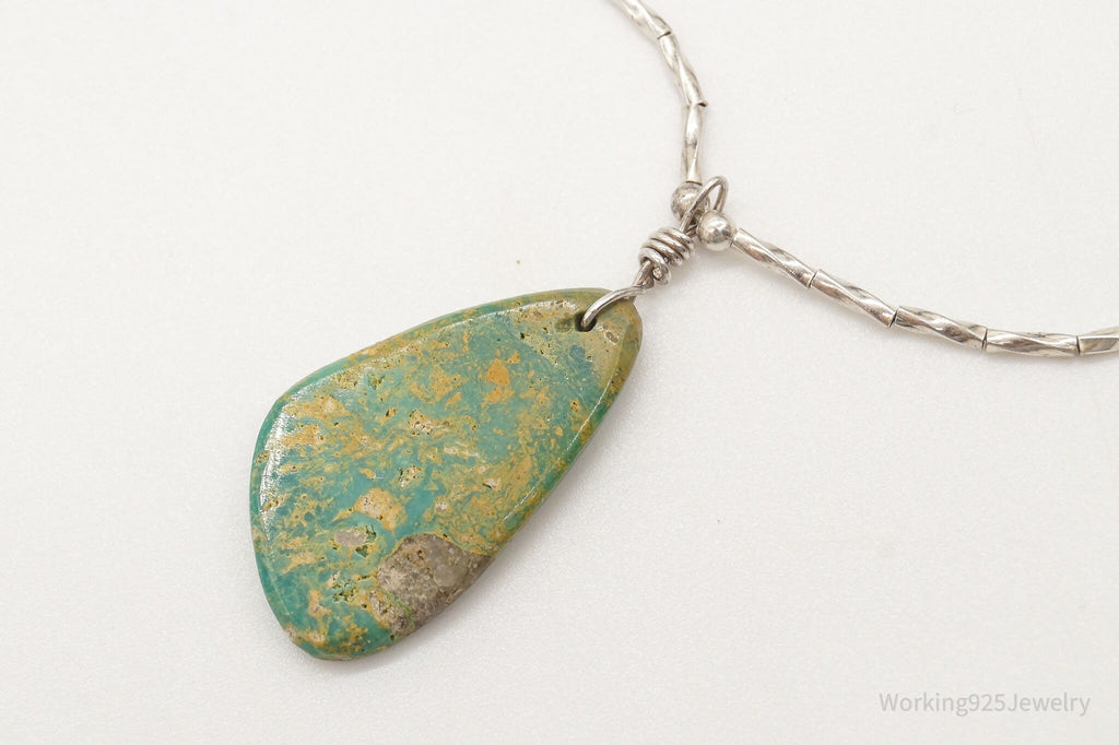 Vintage Handmade Native American Turquoise Silver Bead Necklace | Jewelry > Necklaces > Pendants | Wiccan Center