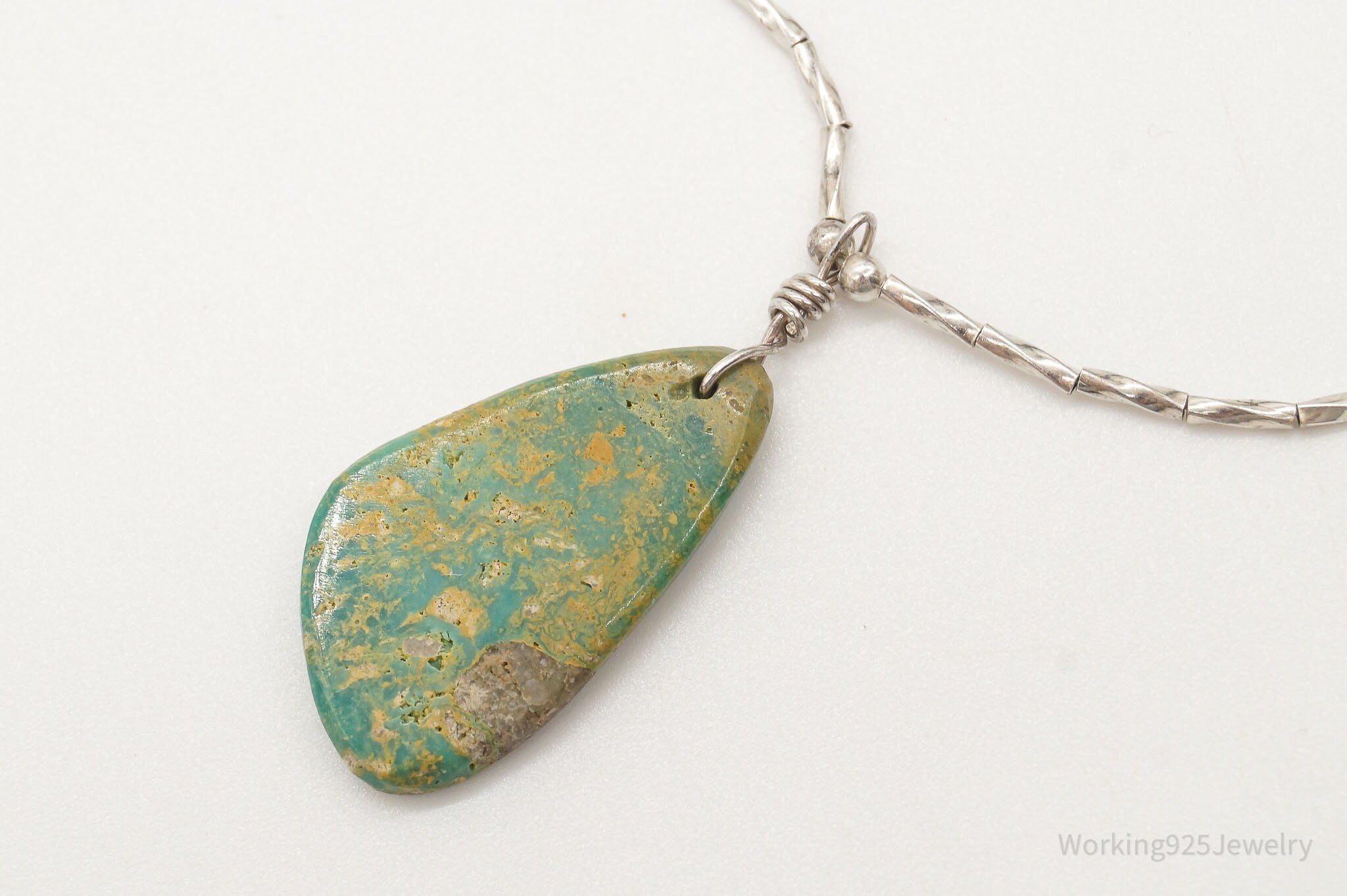 Vintage Handmade Native American Turquoise Silver Bead Necklace | Jewelry > Necklaces > Pendants | Wiccan Center