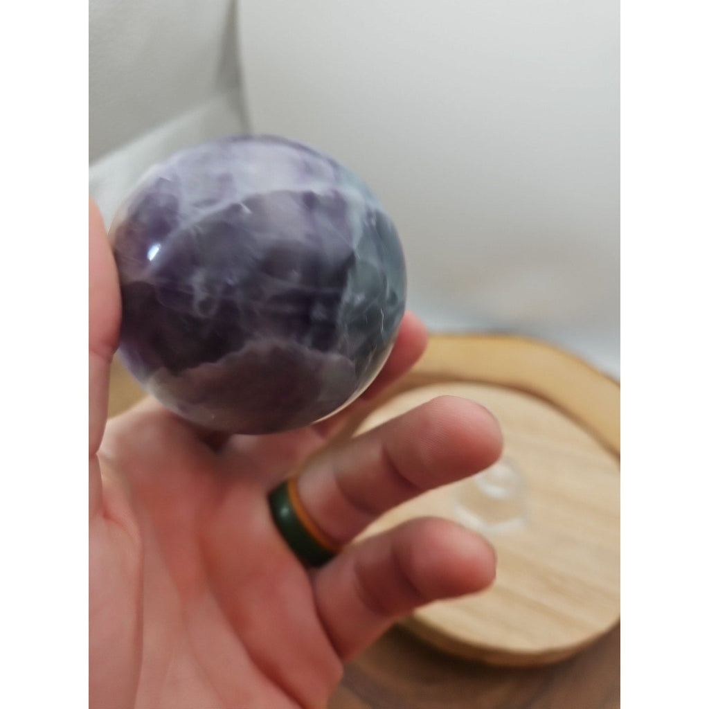1.09lb Natural Rainbow Fluorite Quartz Crystal Sphere Ball Polished | Crystal Spheres & Eggs | Wiccan Center
