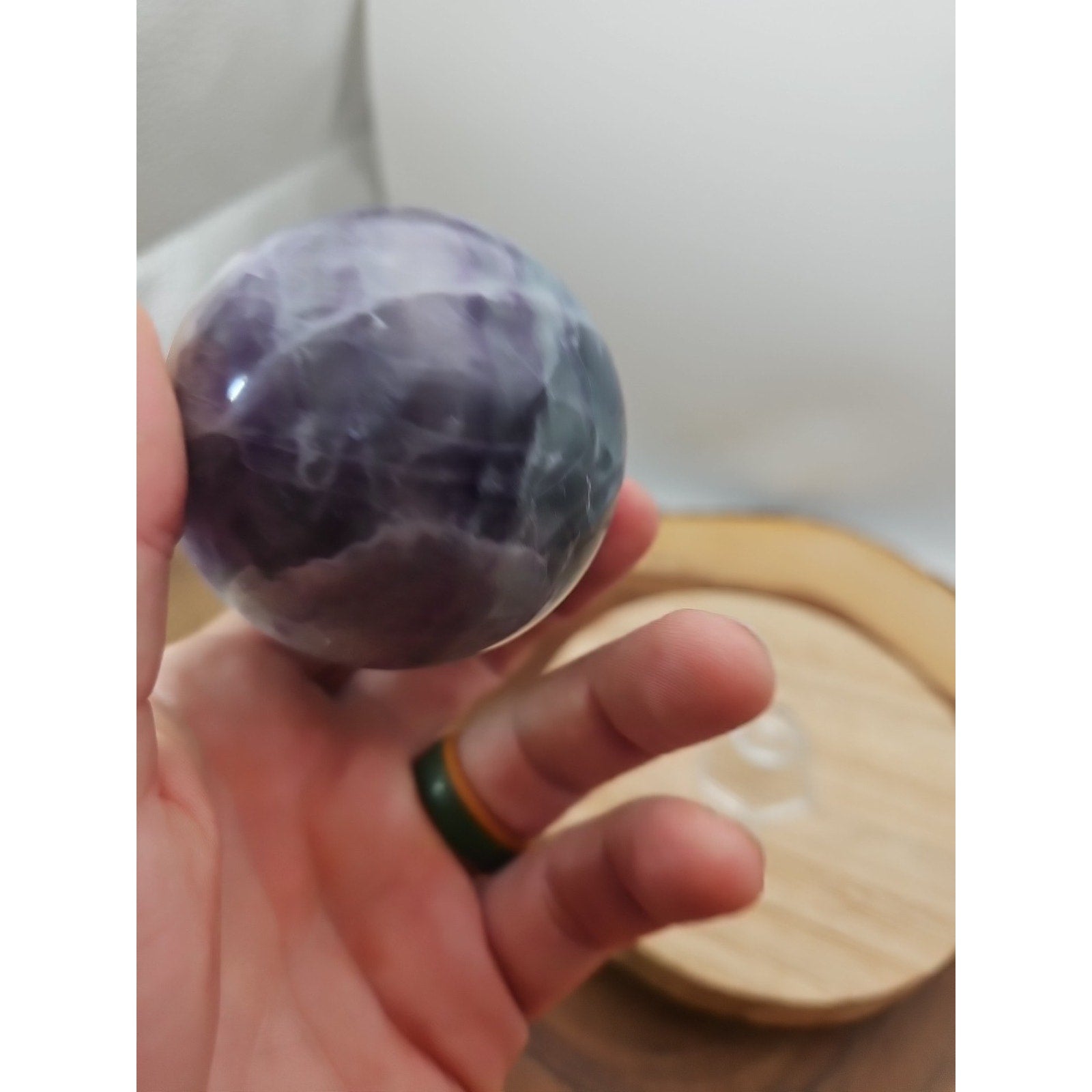 1.09lb Natural Rainbow Fluorite Quartz Crystal Sphere Ball Polished | Crystal Spheres & Eggs | Wiccan Center