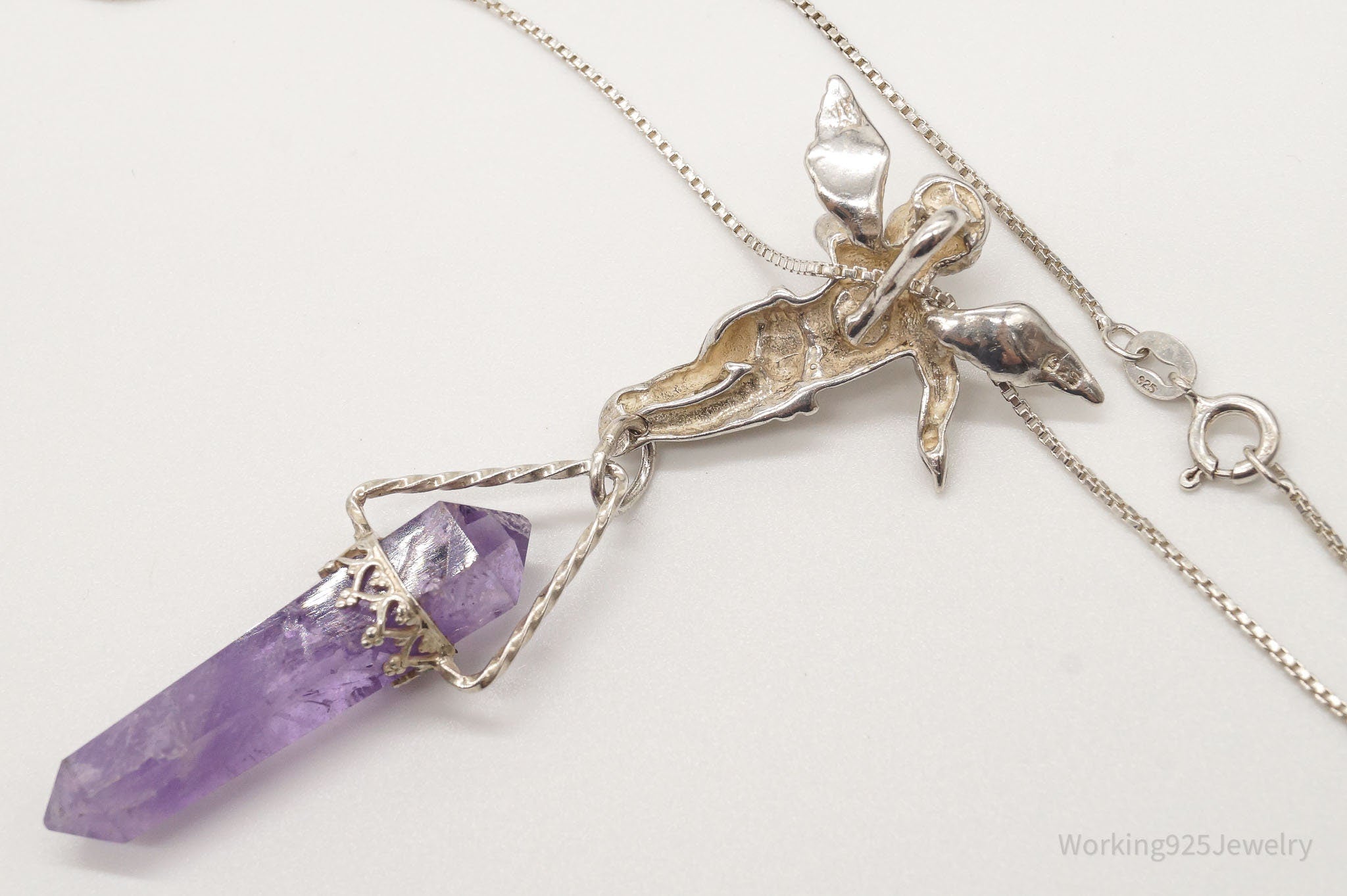 Vintage Amethyst Crystal Cherub Sterling Silver Necklace | Jewelry > Necklaces > Pendants | Wiccan Center