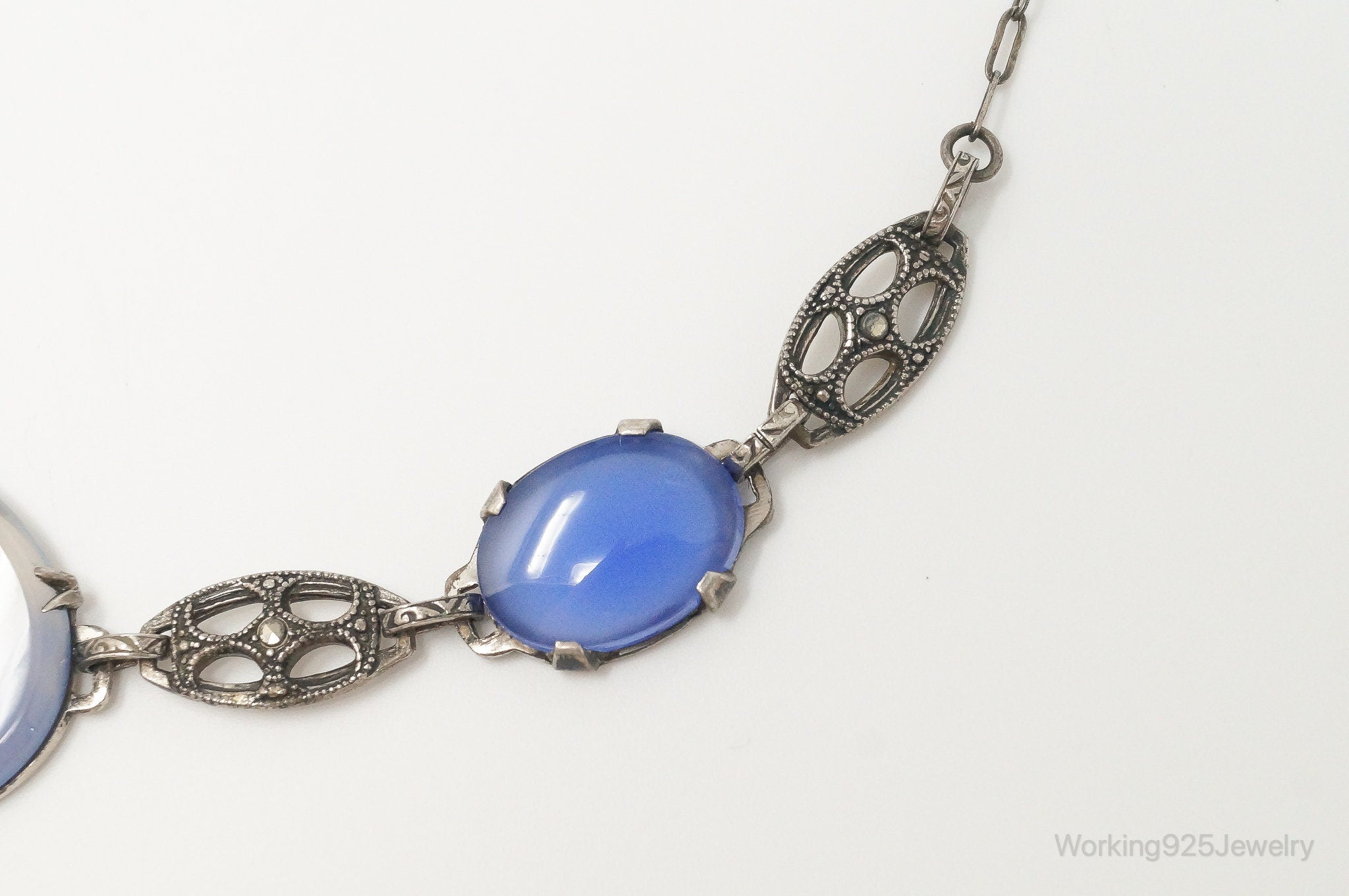 Antique Glass Sterling Silver Filigree Necklace | Jewelry > Necklaces > Pendants | Wiccan Center