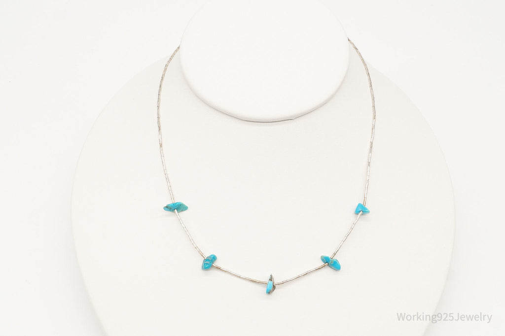 Vintage Native American Unsigned Turquoise Silver Bead Necklace | Jewelry > Necklaces > Pendants | Wiccan Center