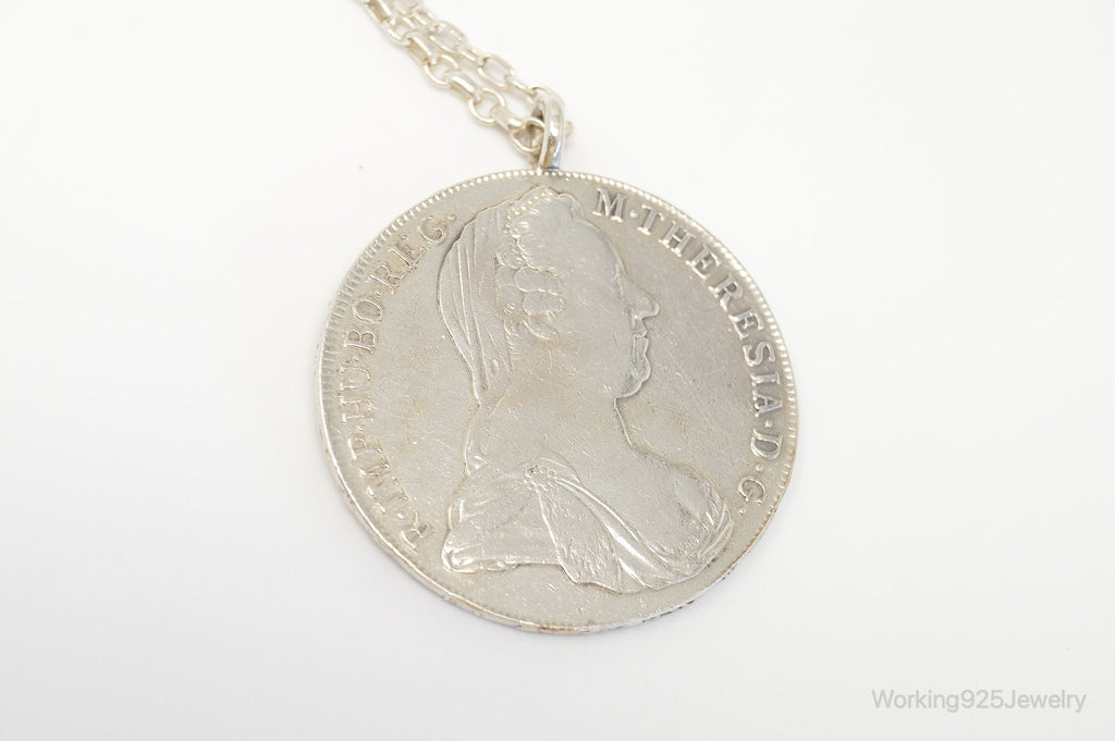 Antique 1780 M. Theresia Austrian Silver Thaler Coin Necklace | Jewelry > Necklaces > Pendants | Wiccan Center