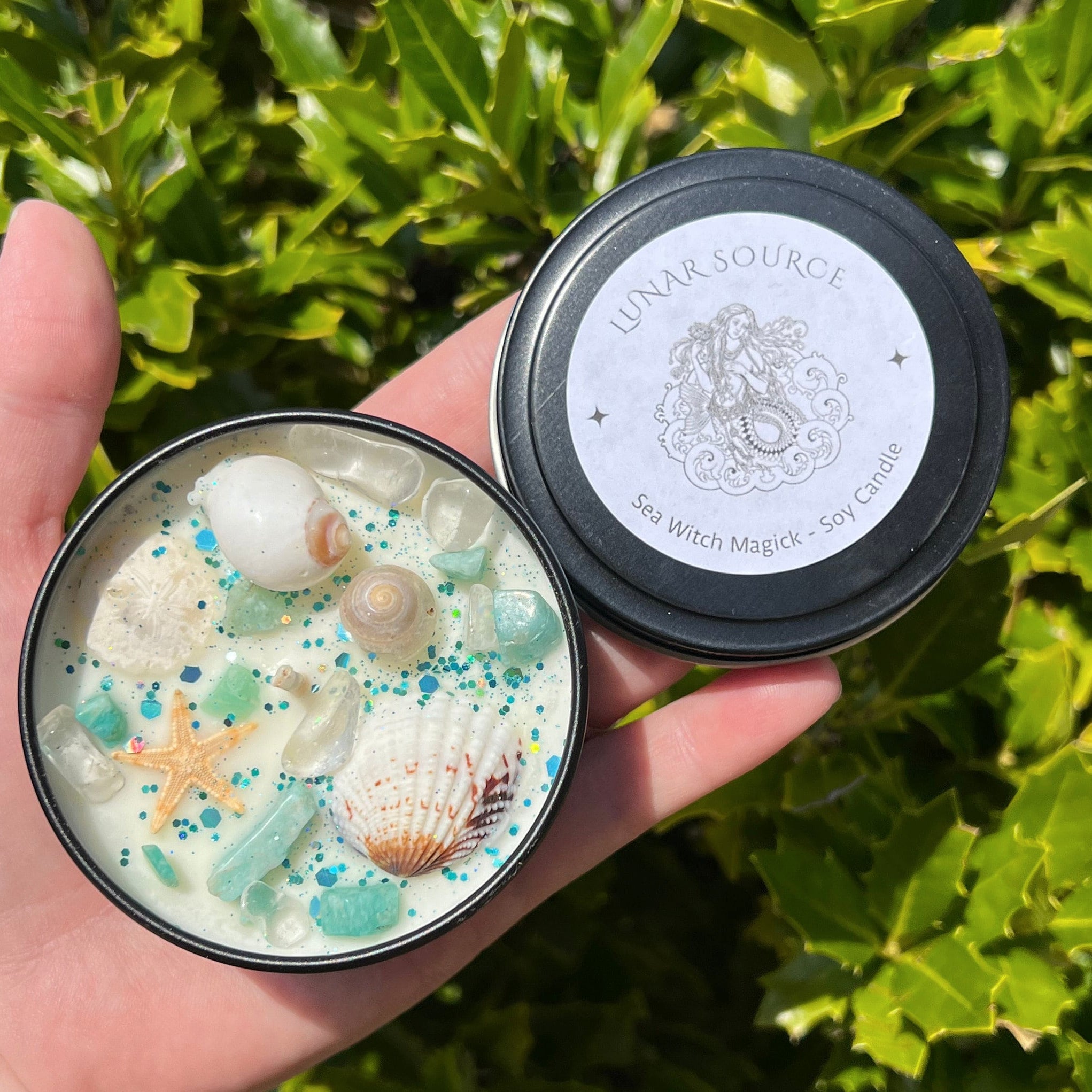 Sea Witch Mermaid Magick Candle | Witchcraft Altar Ritual Spell Ocean Amphirtite Beach Water Goddess Witchy Gift Crystal Herbal Intention | | Wiccan Center