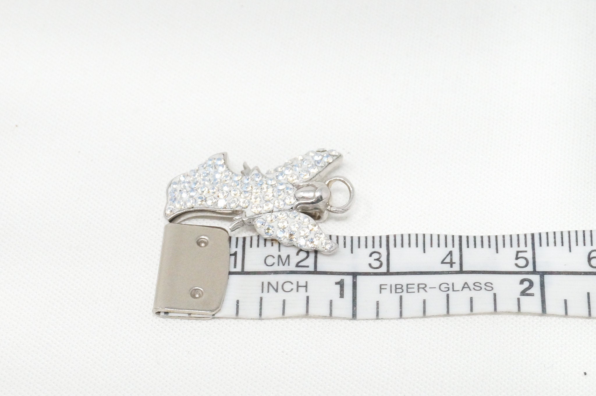 Vintage Guardian Angel Rhinestone Sterling Silver Necklace Pendant | Jewelry > Necklaces > Pendants | Wiccan Center
