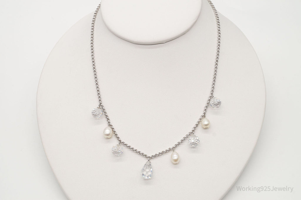 Vintage Pearl Crystal Quartz Sterling Silver Necklace | Jewelry > Necklaces > Pendants | Wiccan Center