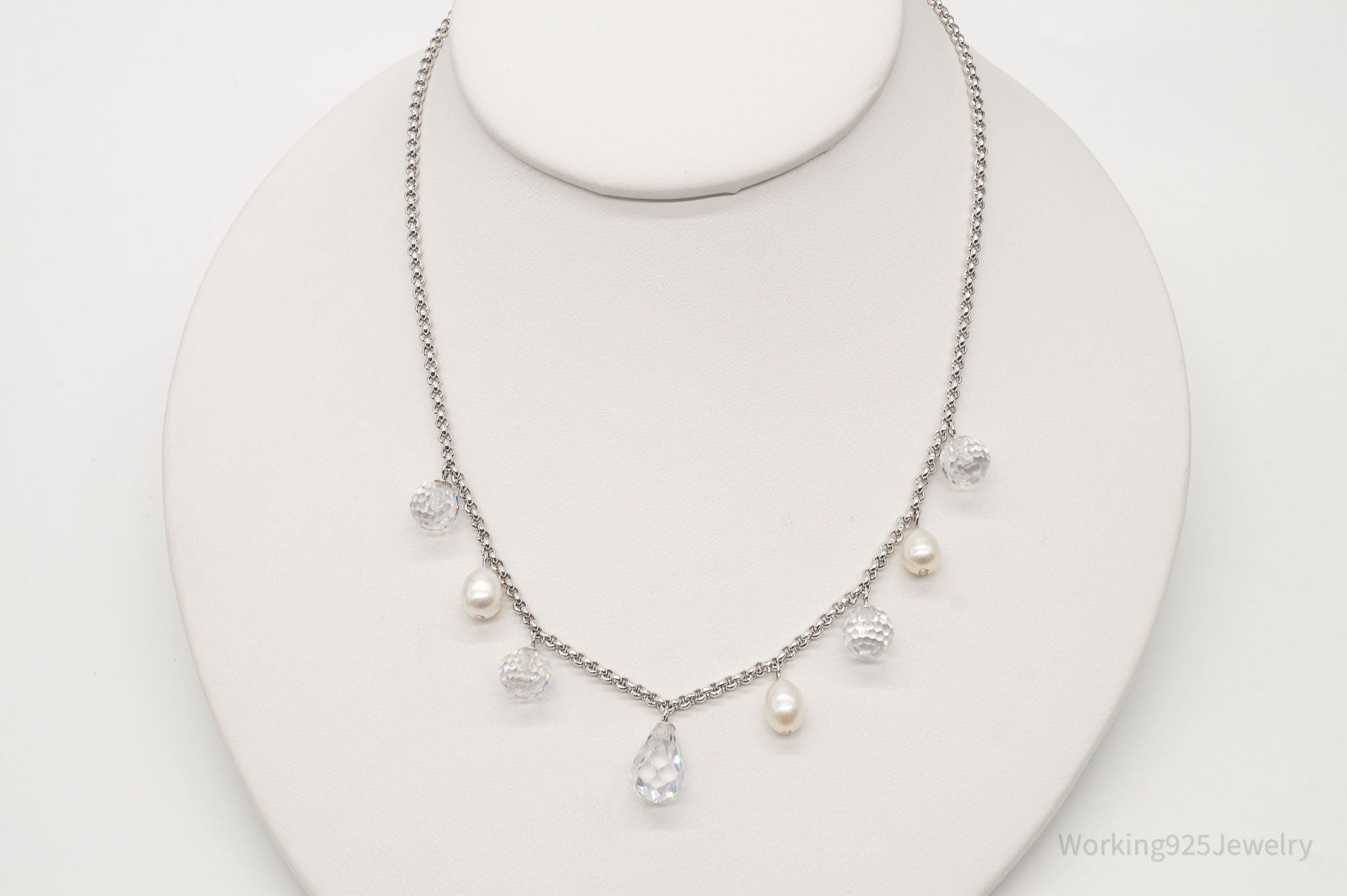 Vintage Pearl Crystal Quartz Sterling Silver Necklace | Jewelry > Necklaces > Pendants | Wiccan Center