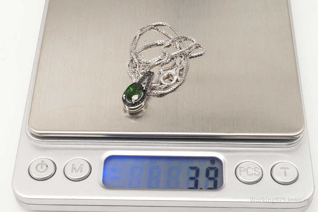 Vintage Designer JZ Emerald Black Spinel Sterling Silver Necklace | Jewelry > Necklaces > Pendants | Wiccan Center