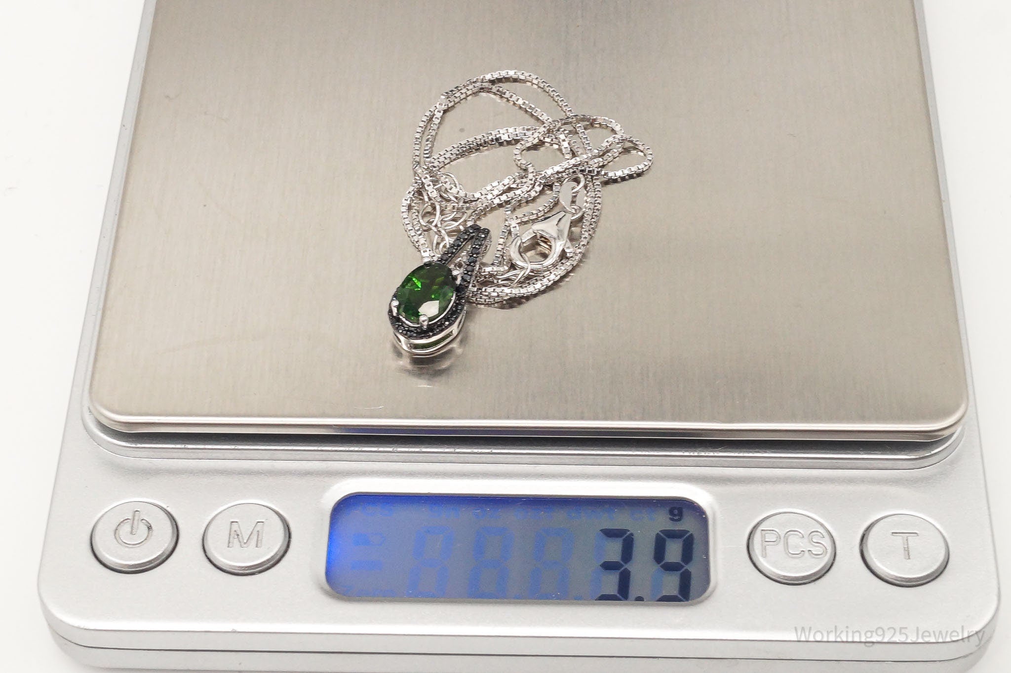 Vintage Designer JZ Emerald Black Spinel Sterling Silver Necklace | Jewelry > Necklaces > Pendants | Wiccan Center