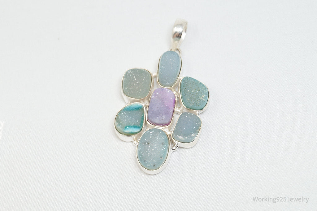 Vintage Large Druzy Quartz Sterling Silver Necklace Pendant | Jewelry > Necklaces > Pendants | Wiccan Center