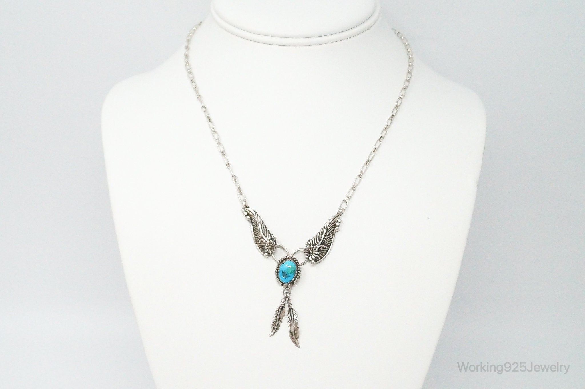 Vintage Native American Unsigned Turquoise Sterling Silver Necklace | Jewelry > Necklaces > Pendants | Wiccan Center