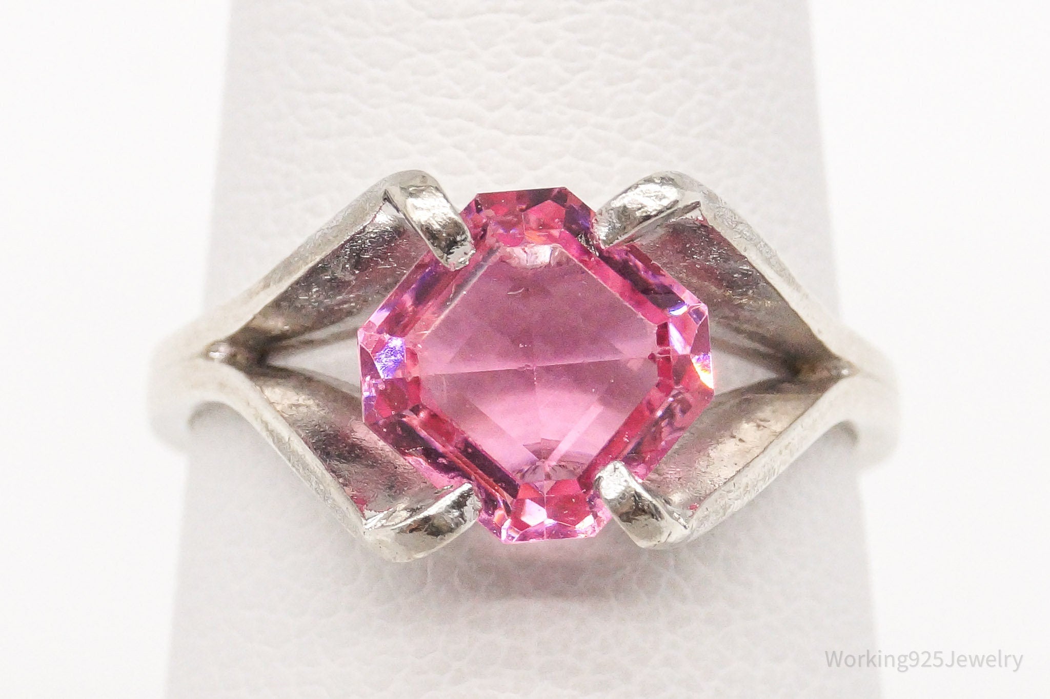 Vintage Designer Espo Pink Cubic Zirconia Sterling Silver Ring - Size 5 | Jewelry > Rings | Wiccan Center