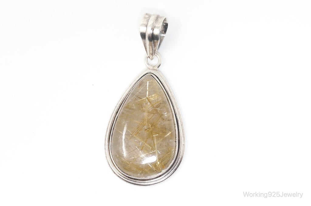 Vintage Rutilated Quartz Sterling Silver Southwestern Necklace Pendant | Jewelry > Necklaces > Pendants | Wiccan Center