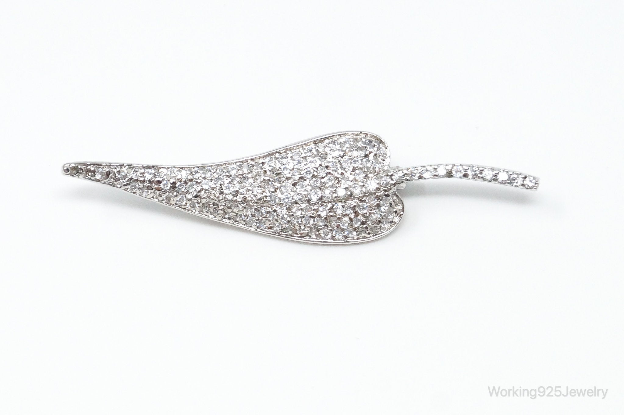 Vintage Cubic Zirconia Leaf Sterling Silver Brooch Pin | Jewelry > Brooches, Pins & Clips | Wiccan Center