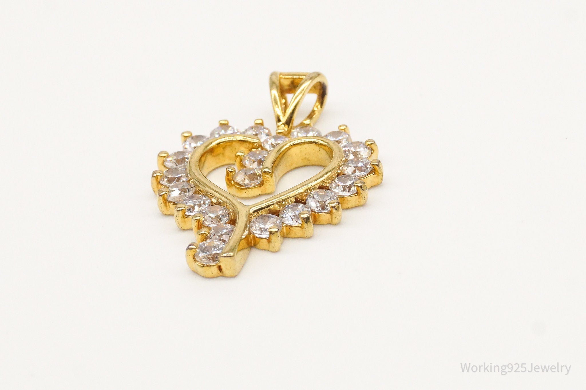 Vintage Cubic Zirconia Gold Vermeil Sterling Silver Heart Pendant | Jewelry > Necklaces > Pendants | Wiccan Center