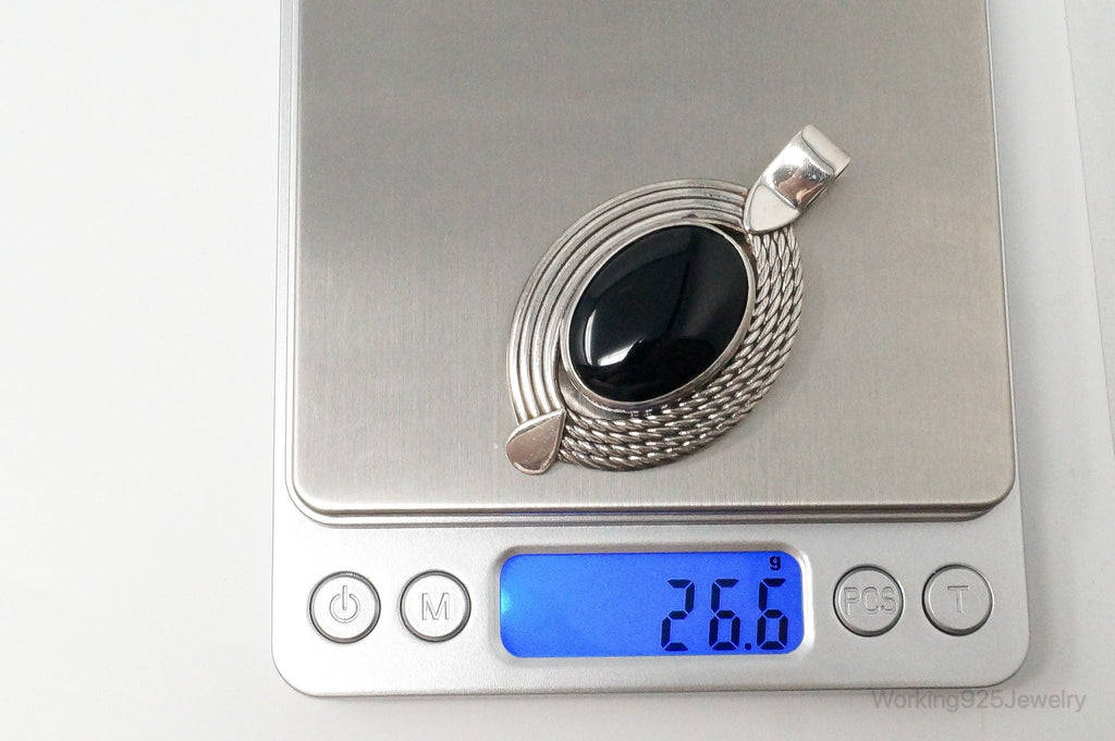 Large Mexico Designer ATI Black Onyx Southwestern Sterling Silver Pendant | Jewelry > Necklaces > Pendants | Wiccan Center