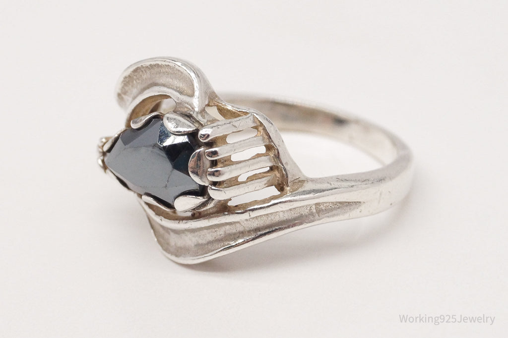 Vintage Mid Century Hematite Sterling Silver Ring - Size 6 | Jewelry > Rings | Wiccan Center
