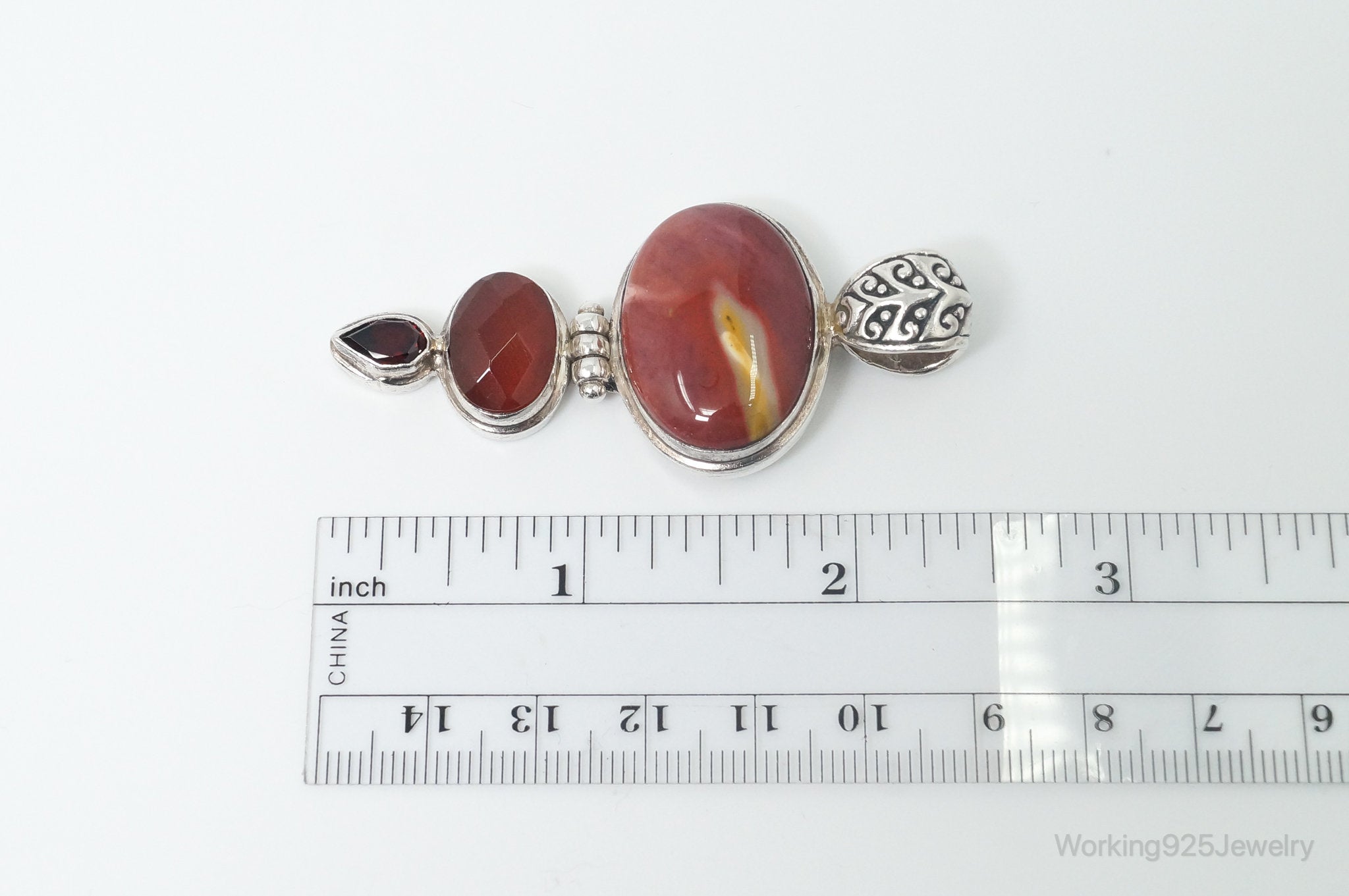 Vintage Designer AF Mookaite Jasper Carnelian Garnet Sterling Silver Pendant | Jewelry > Necklaces > Pendants | Wiccan Center