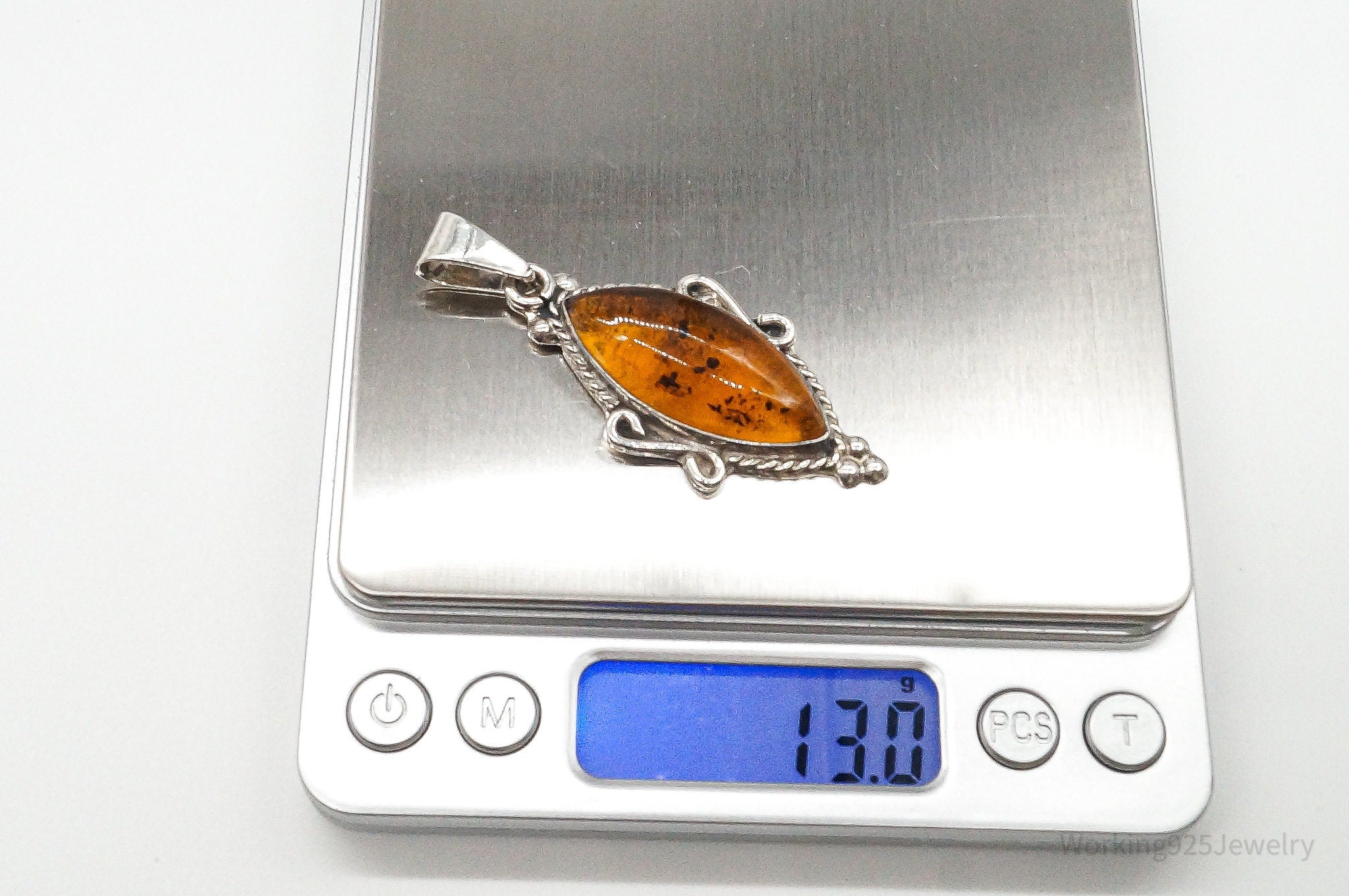 Large Vintage Baltic Amber Sterling Silver Necklace Pendant | Jewelry > Necklaces > Pendants | Wiccan Center