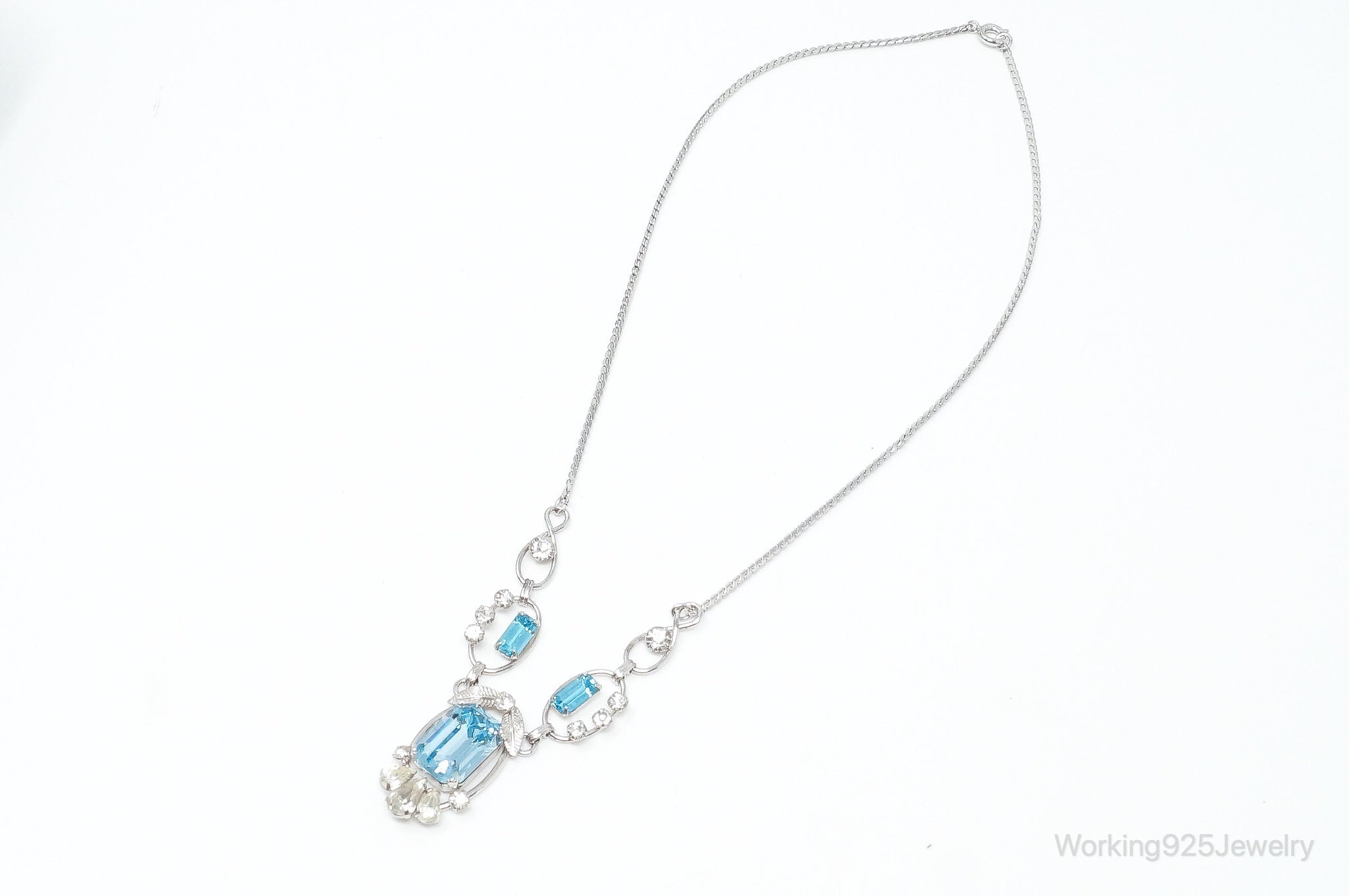 Vintage Designer Van Dell Blue Topaz Cubic Zirconia Sterling Silver Necklace | Jewelry > Necklaces > Pendants | Wiccan Center