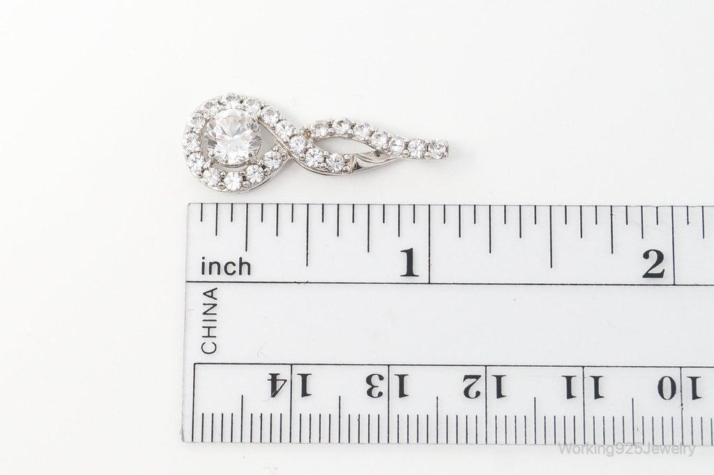 Vintage Art Deco Cubic Zirconia Sterling Silver Necklace Pendant | Jewelry > Necklaces > Pendants | Wiccan Center