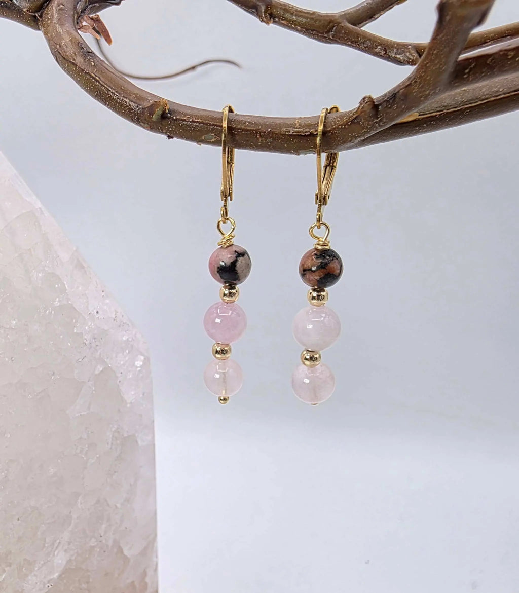 I AM ENOUGH -Kunzite, Rose Quartz, Rhodonite Gem Jewelry Set | Jewelry Set | Wiccan Center