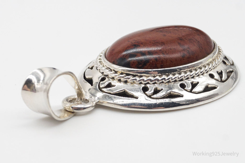 Vintage Large Mahogany Obsidian Sterling Silver Necklace Pendant | Jewelry > Necklaces > Pendants | Wiccan Center