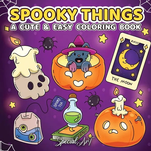 Spooky Things: A Coloring Book for Adults and Teens with Cute Ghosts, Magical Objects and Creepy-Sweet Designs for Relaxation - Paperback | Books | Wiccan Center