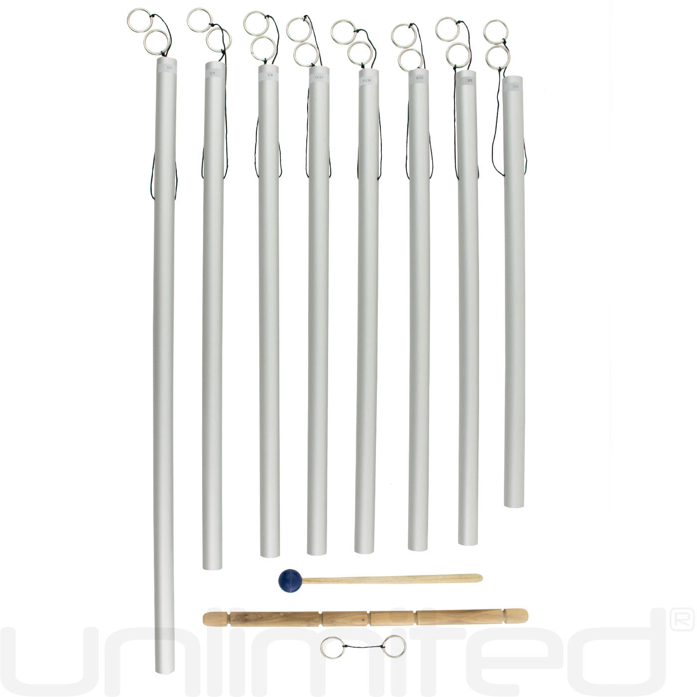 Set of 8 Fibonacci Tuned Healing Chimes