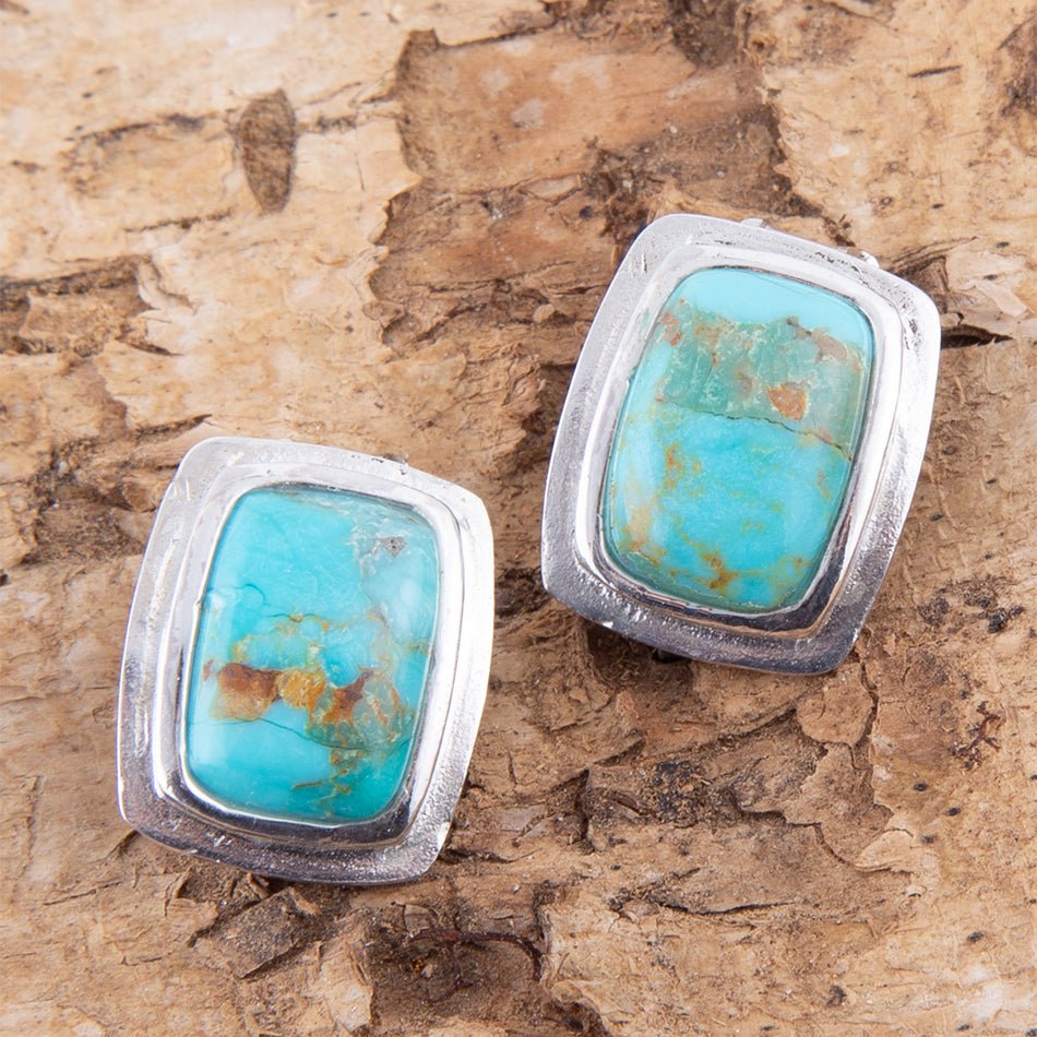 Fiji Isles Blue Turquoise Sterling Silver Clip Earrings | Earrings | Wiccan Center