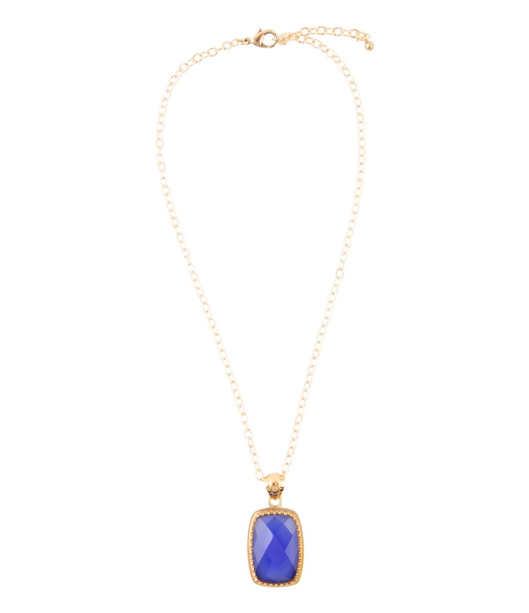 Filigreed Blue Agate Golden Pendant Necklaces | Necklaces | Wiccan Center