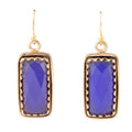 Filigreed Blue Agate Rectangular Shape Golden Drop Earrings | Earrings | Wiccan Center