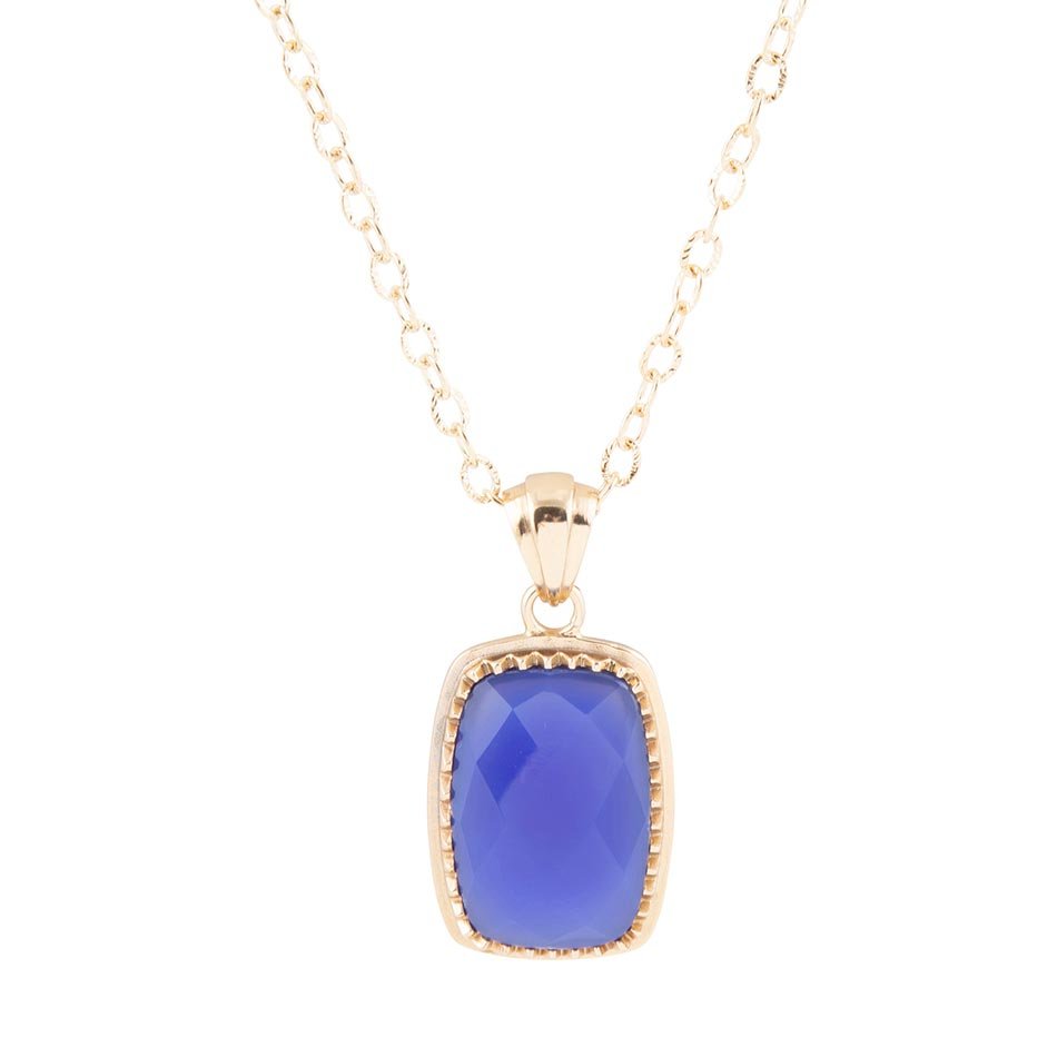 Filigreed Blue Agate Golden Pendant Necklaces | Necklaces | Wiccan Center