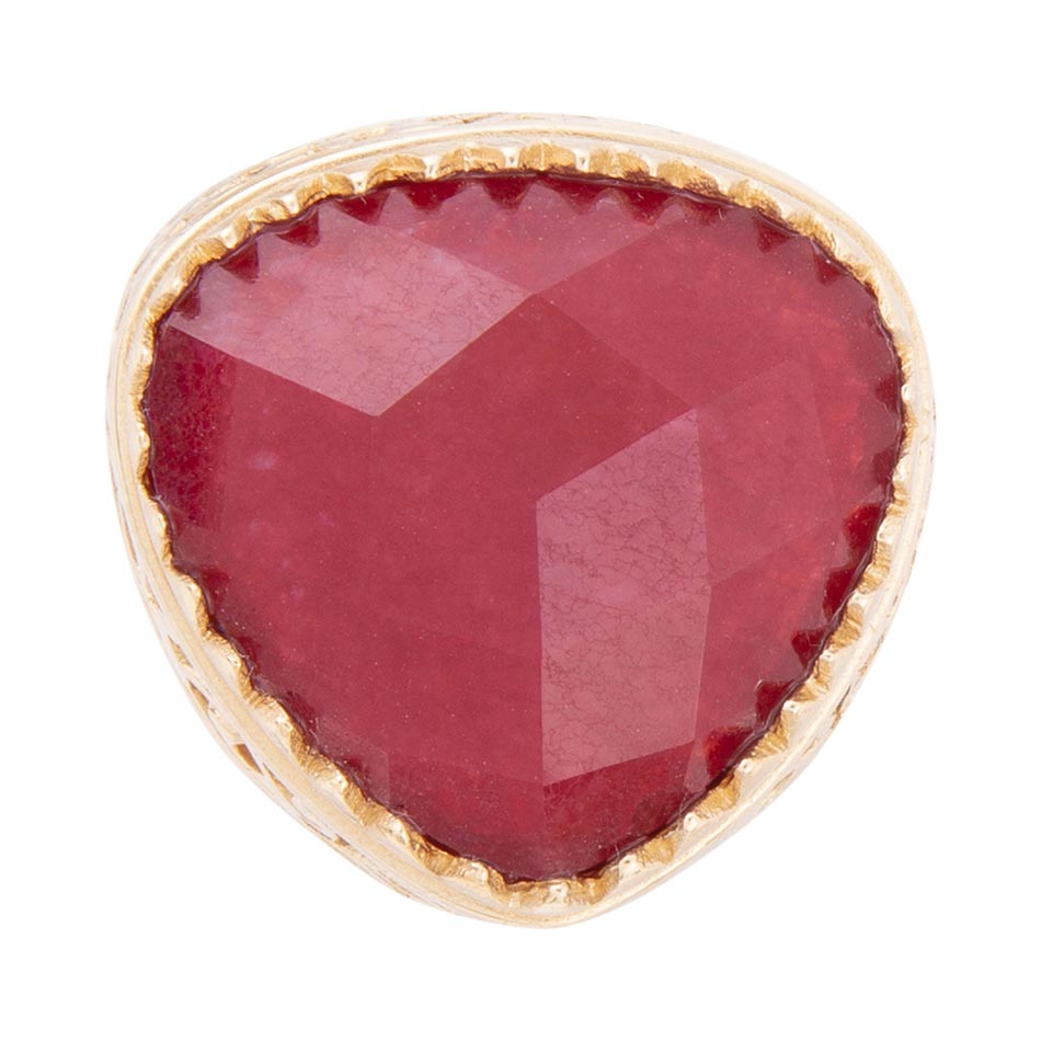 Filigreed Merlot Red Quarrtz Golden Statement Ring | Rings | Wiccan Center