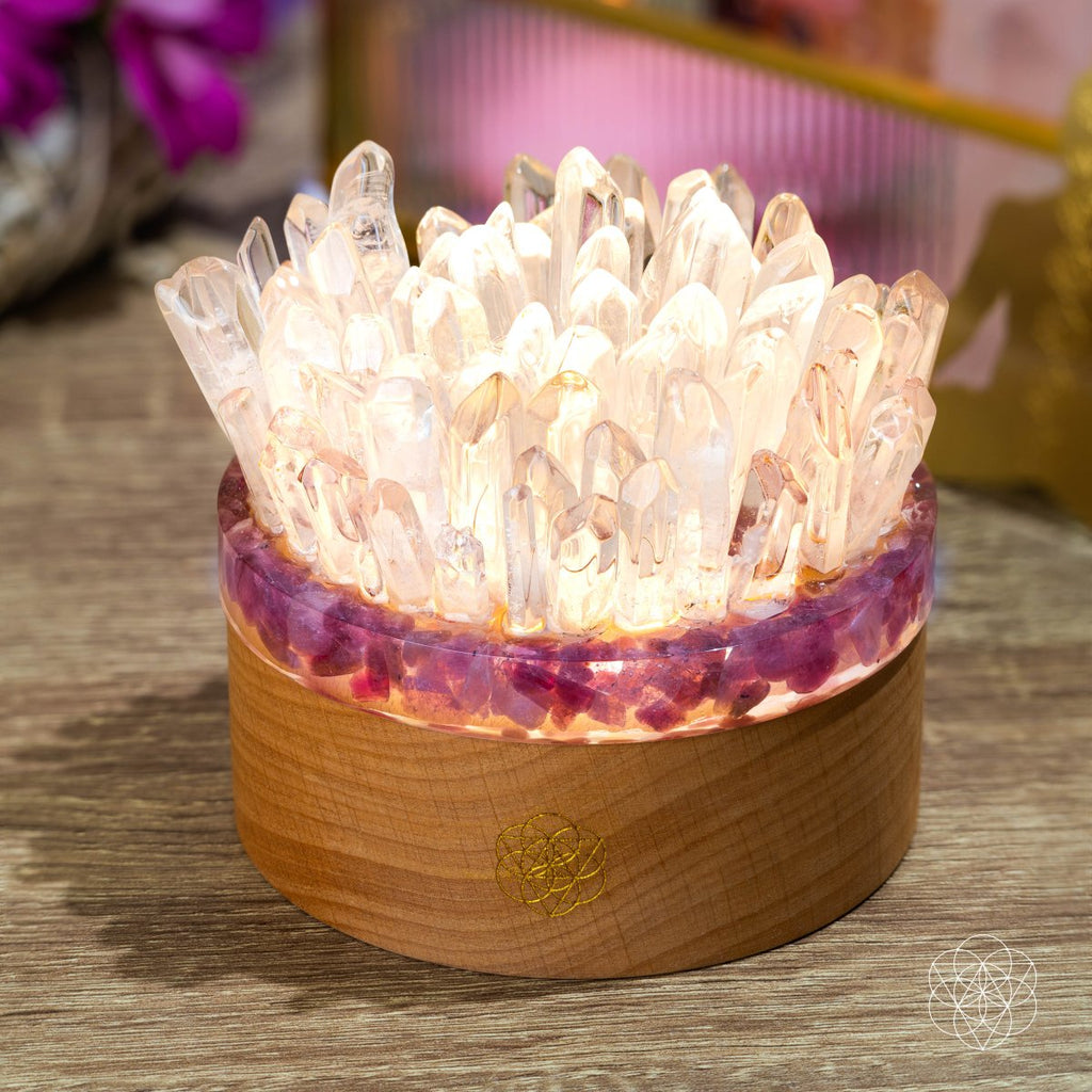 Find My Peace - Quartz & Tourmaline Lamp of Blooming Tranquility | Night Light | Wiccan Center