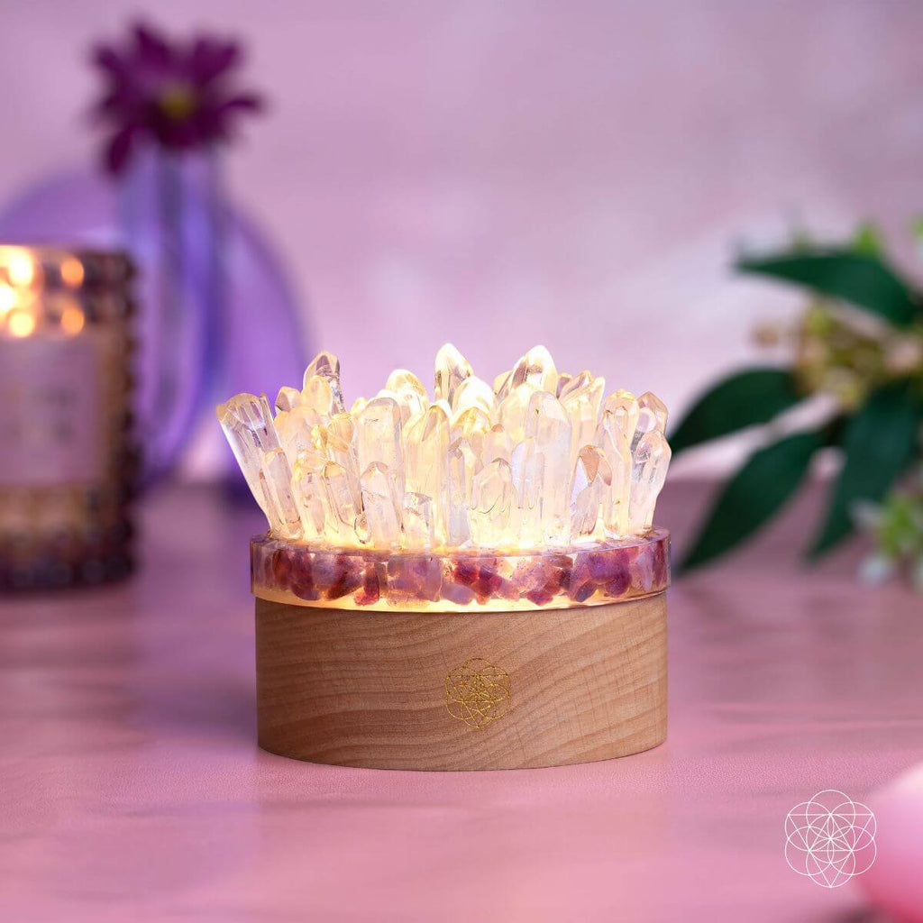 Find My Peace - Quartz & Tourmaline Lamp of Blooming Tranquility | Night Light | Wiccan Center