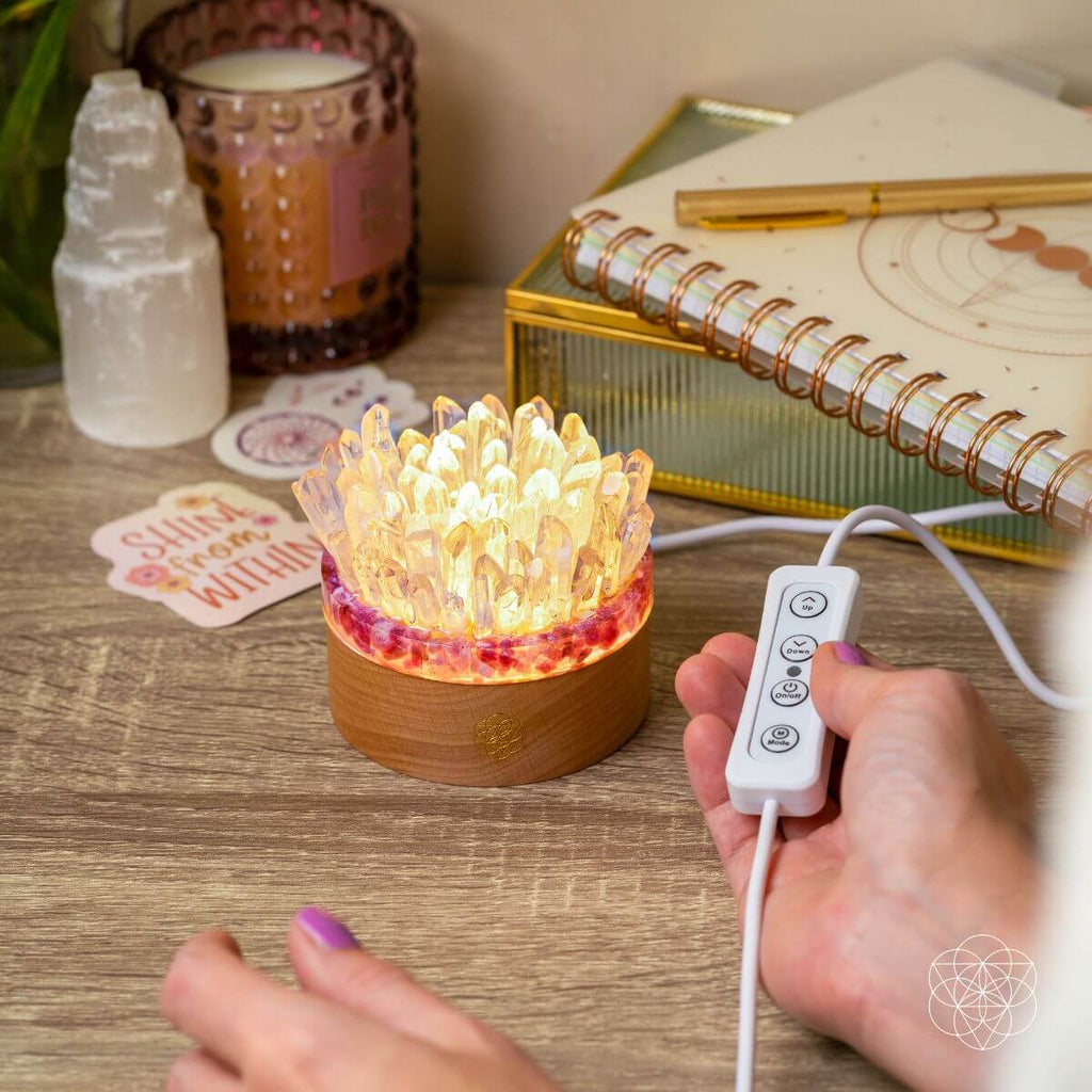 Find My Peace - Quartz & Tourmaline Lamp of Blooming Tranquility | Night Light | Wiccan Center