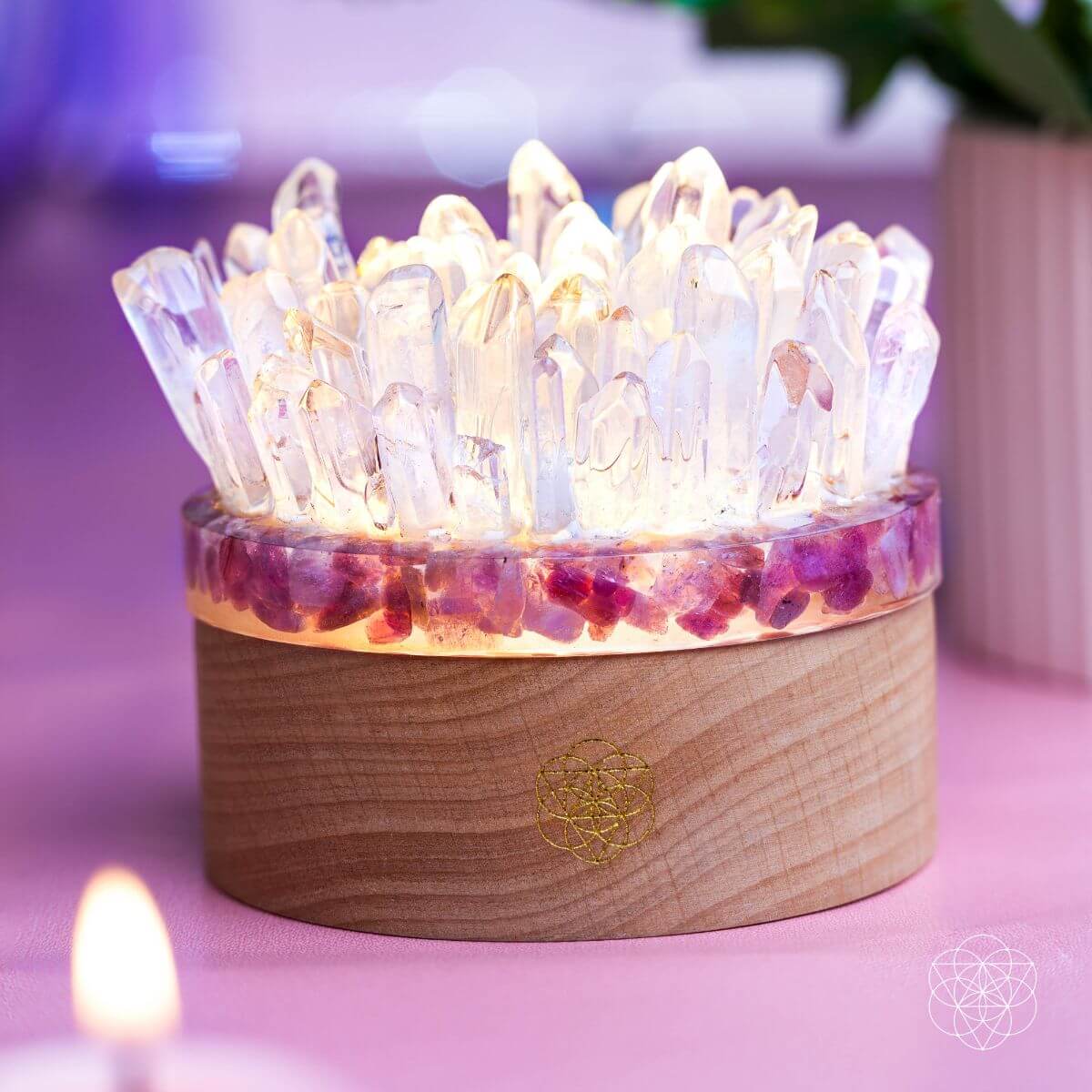 Find My Peace - Quartz & Tourmaline Lamp of Blooming Tranquility | Night Light | Wiccan Center